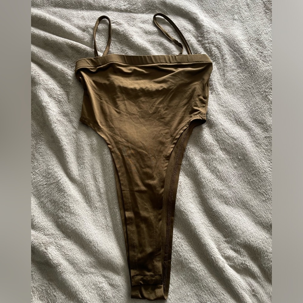 Khaki Green Deep Cut Bodysuit